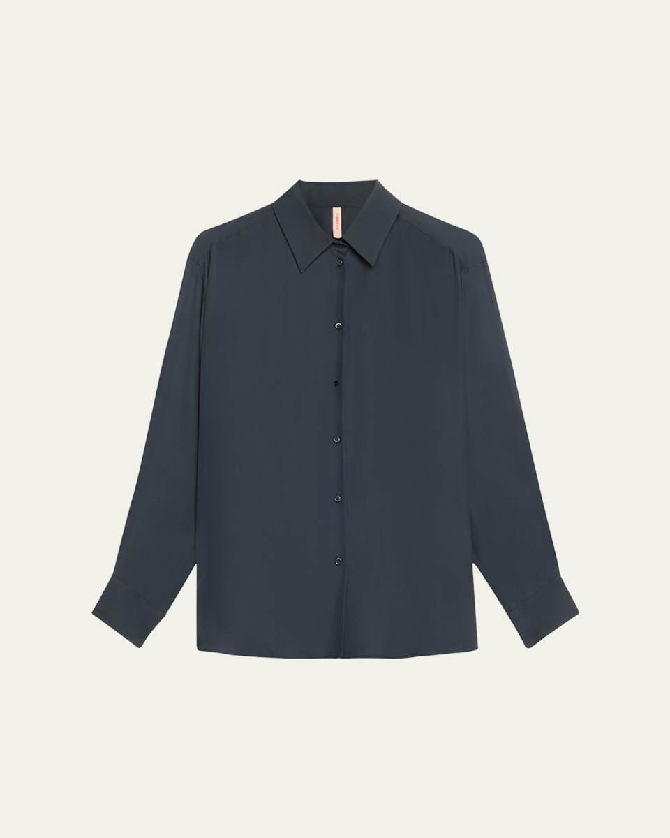 Oversized Organic Button Down Silk Blouse